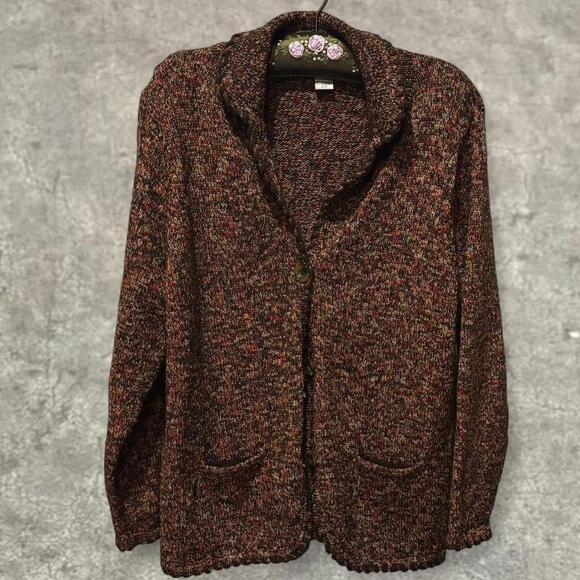 Allison Daley Sweaters - Allison Daley vtg knit scalloped cozy cardigan sz large brown winter fall